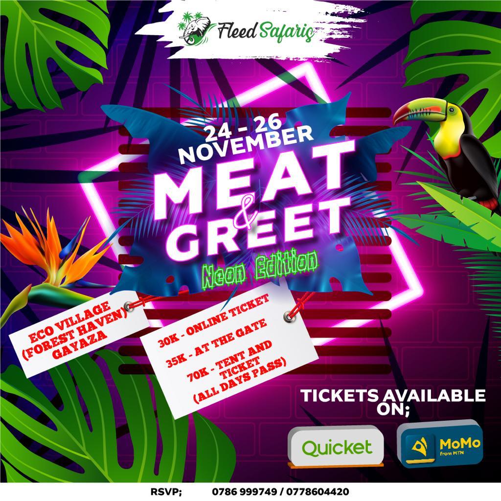 kamwes_'s tweet photo. We are ending this November in style at #MeatandGreet the #NeonEdition from 24th to 26th November at Eco Village Gayaza.

Entrance is strictly 30K for an online ticket via https://t.co/iu7AStRxRT
See you there https://t.co/vbmfcFgTZi