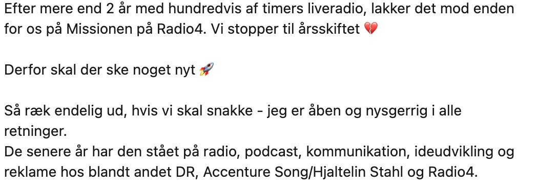 JOBNYT … eller mangel på samme.
Tag fat i mig eller skriv på tonyscottdk@gmail.com