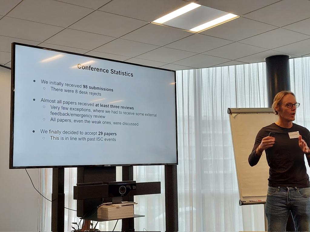 The conference has started... <a href="/elathan/">Elias Athanasopoulos</a> is providing statistics about the submissions at #isc2023.