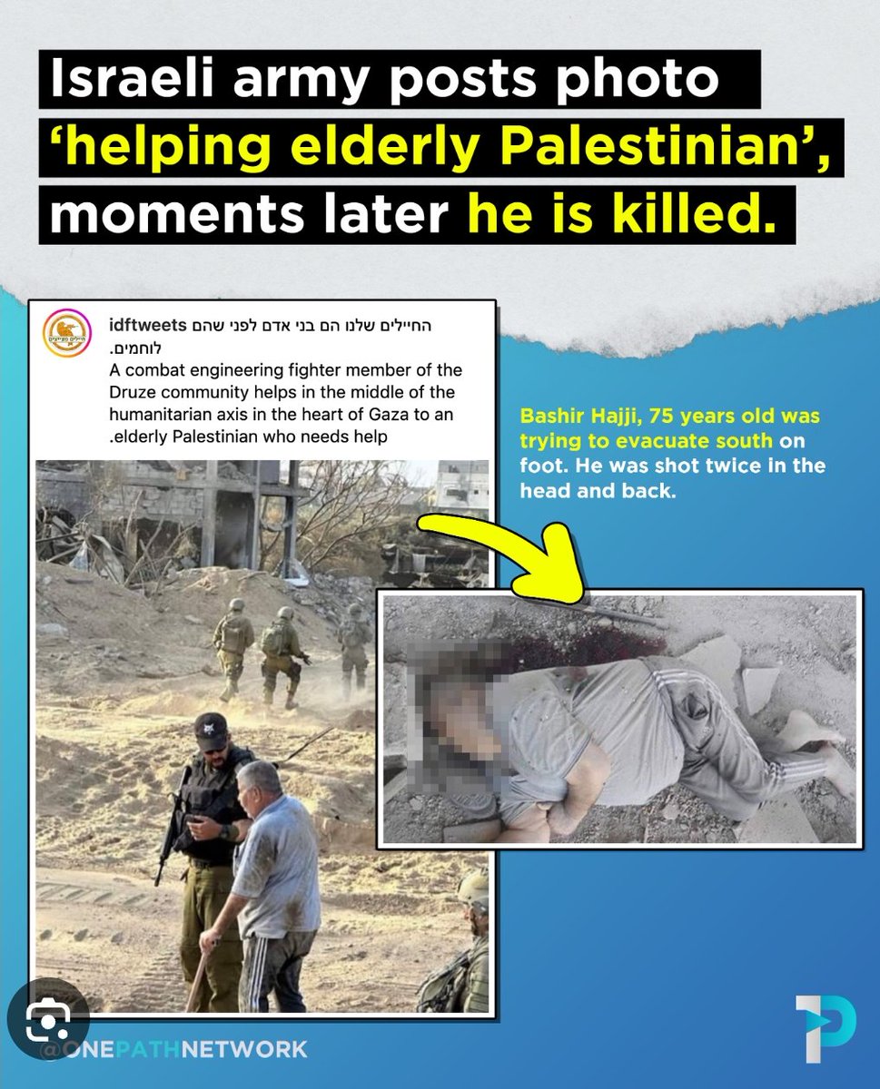 Lin244's tweet photo. @IDF Dont trust them. They'll put the babies in the incubator on camera, then shoot them off camera. Isnt that what they did with this man https://t.co/iKe1cD0Rqz