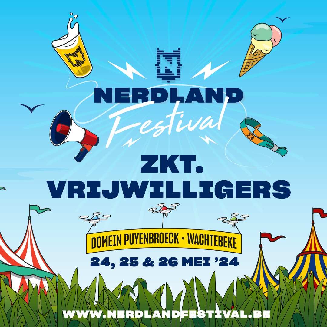 Nerdland Festival keert terug op 24, 25 en 26 mei 2024. En wij zoeken jou! 💡Heb jij een idee voor de komende editie? Laat het ons weten! 🫶 Meld je aan als vrijwilliger en beleef het festival vanop de eerste rij! Ideeën indienen / aanmelden kan via nerdlandfestival.be