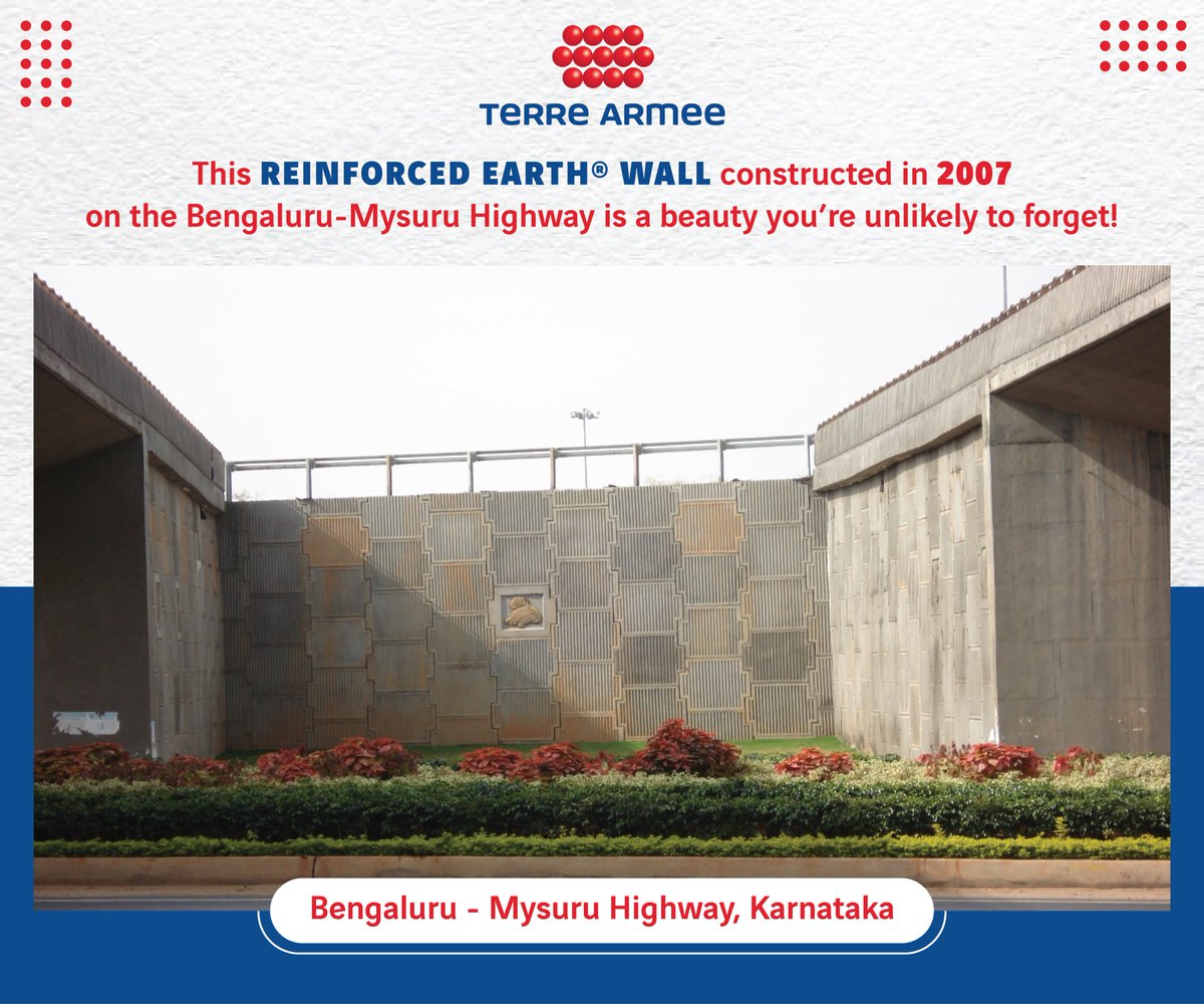GeoquestIndia's tweet photo. An impressive Reinforced Earthยฎ wall in #Karnataka that has been etched in your memory for 15 years!
#BuildBetter #BuildOnTrust #Highways #TerreArmeeIndia #SustainableDesignEngineering #Throwback https://t.co/9RfLqQGMwW