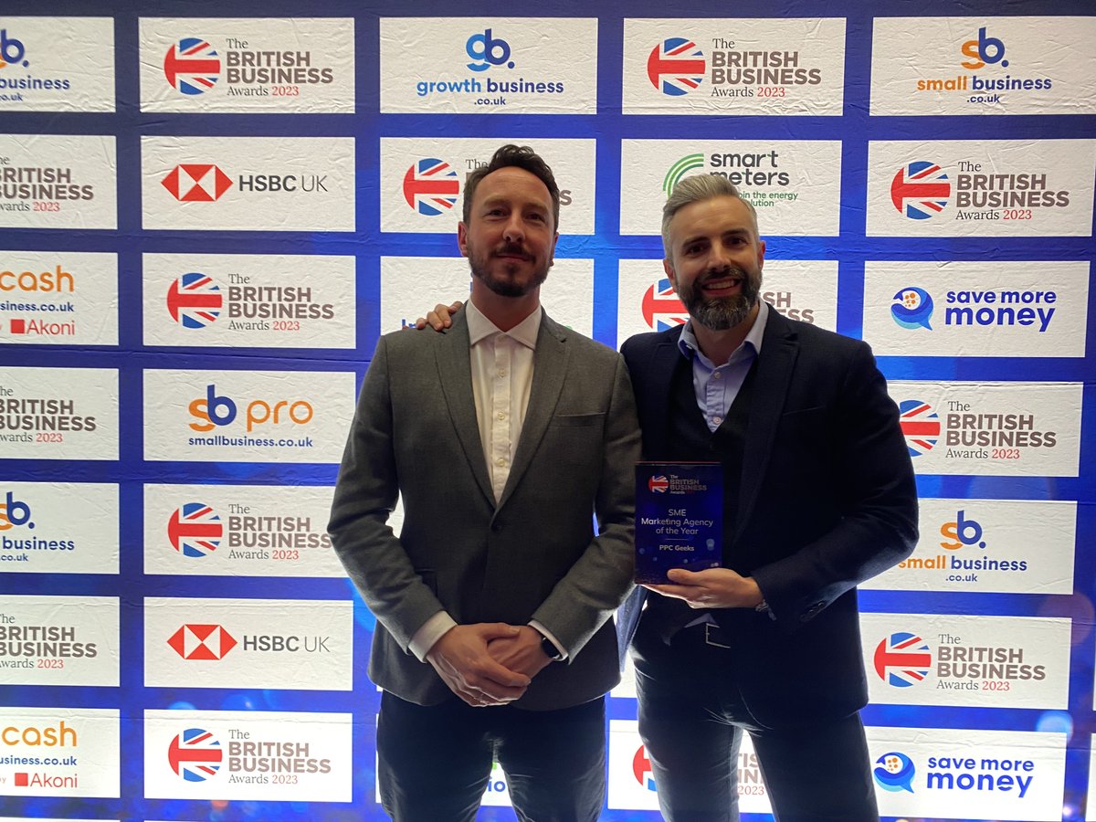 PPC_Geeks's tweet photo. We are thrilled to announce that we won SME Marketing Agency of the Year last night at the #britishbusinessawards

Thank you to @smallbusinessuk for having us we are over the moon.

Thank you to the whole team for all the hard work and effort to achieve this!
#bba2023 https://t.co/e01w8xjIoI