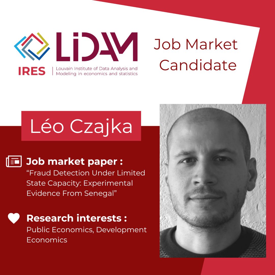 @Leo_Czajka is on the 2023-2024 Job Market. 👉 Learn more about his profile here : leo-czajka.eu ✅ Check the LIDAM website : lnkd.in/evsBCtN7 #Job #UCLouvain #NewOpportunity #JobSeekers #Careers #DevelpmentEconomics @UCLouvain_be