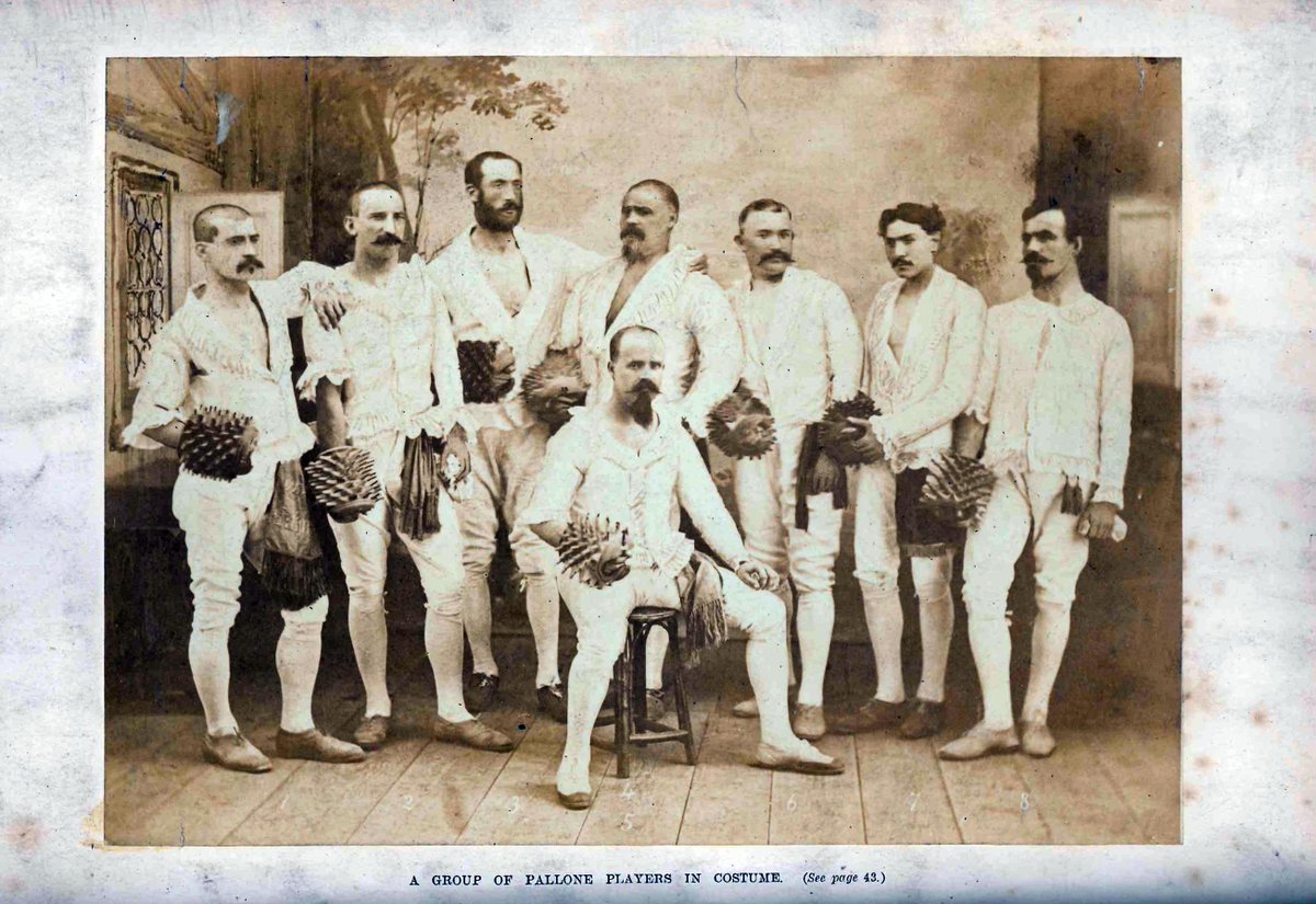 In tribute to #Movember here's a photo of 19th-century Italian pallone players with impressive facial hair (pallone being a kind of medieval tennis). NLS: K.217.a