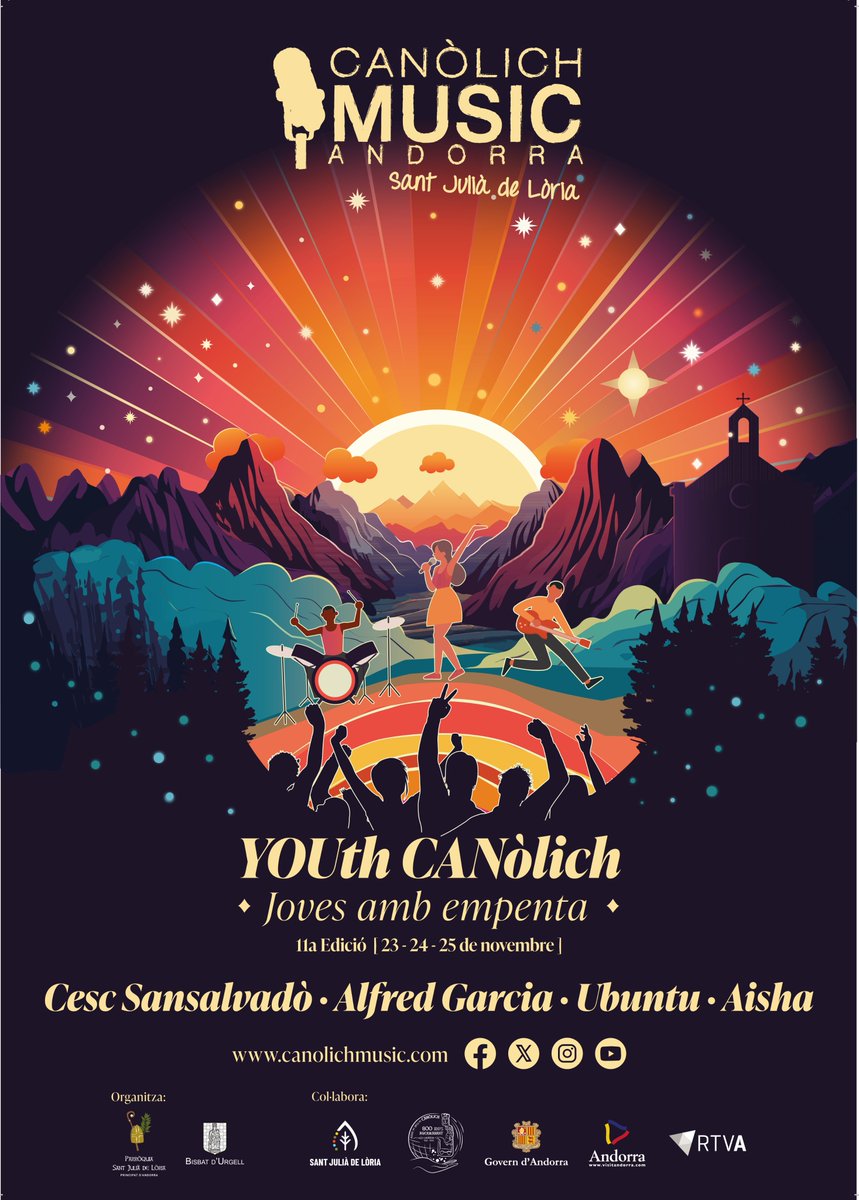 🎸📢🔥YOUth CANòlich. Arriba la nova edició del Canòlich Music a Sant Julià de Lòria (Andorra) @BisbatUrgell 👉tuit.cat/x41Si amb #UBUNTU, @jordivicente, @cescsansalvado, @alfredgarcia i molts més! No t'ho perdis.
