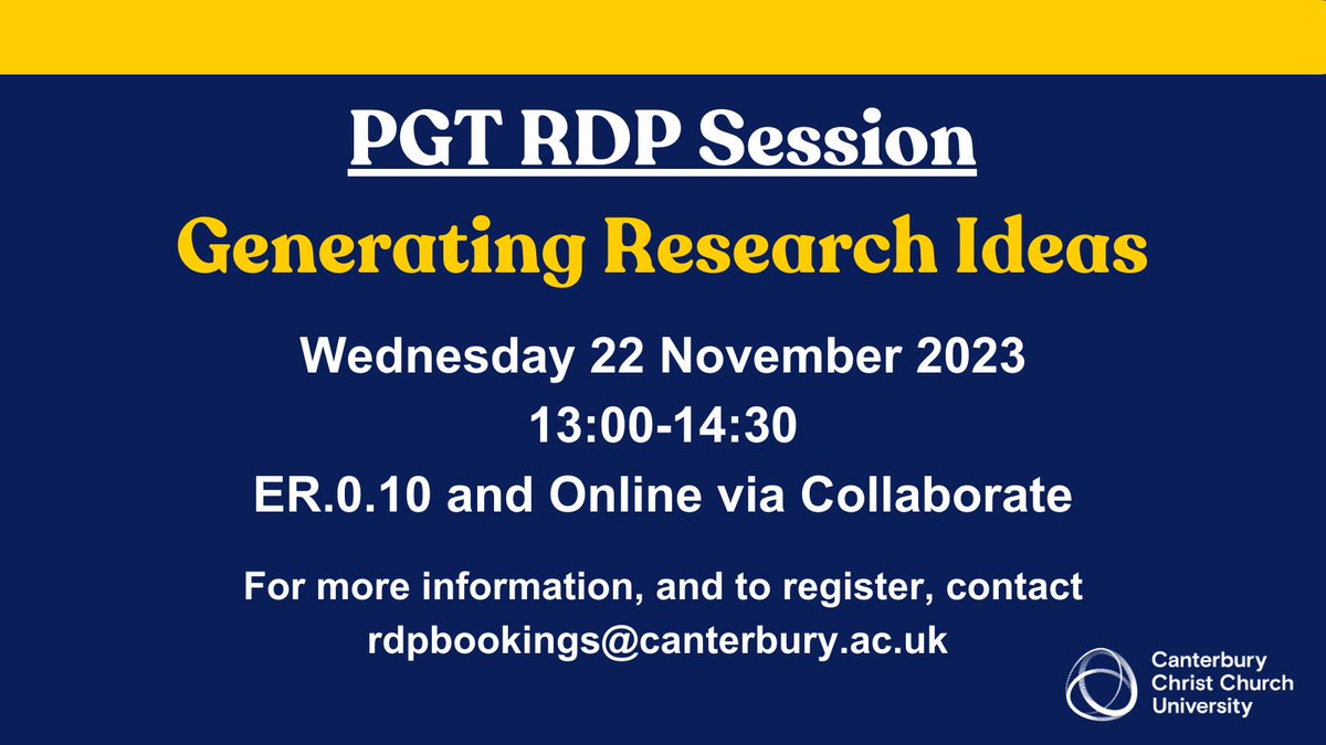 CCCUGrad's tweet image. Calling all postgraduate taught students…

Puneet Tiwari is running a session next week on generating research ideas.

This is particularly beneficial if you are currently planning your final project.

Please email rdpbookings@canterbury.ac.uk to book.