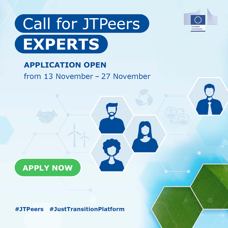 📢The #JustTransitionPlatform launched a 2⃣call for the #JTPeers Experts Database: just-transition-experts.ec.europa.eu It opens doors to a vast pool of professionals, already including profiles from 23 countries to offer advisory support to #JTF territories 📝 Apply until 27 November!