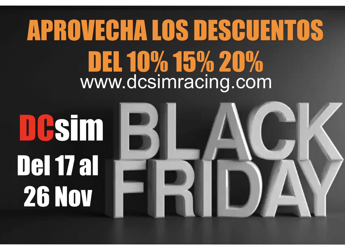 dcsimracing's tweet photo. Hemos preparado unos descuentos y novedades para la semana del BLACK FRIDAY. 
Síguenos en las redes @dcsimracing 
y entérate de todo https://t.co/MATNmU8tVY
