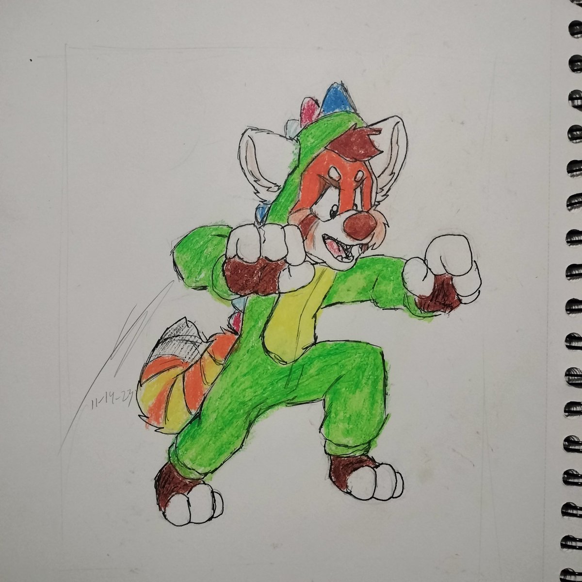 For <a href="/Steelical/">Steel</a>!

He goes "Raaaah!"
Not the best on using my oil pastel, but I am definitely proud of it!

(Maybe I should get watermarkers, I've tried them in school and it feels so good when coloring with it.)