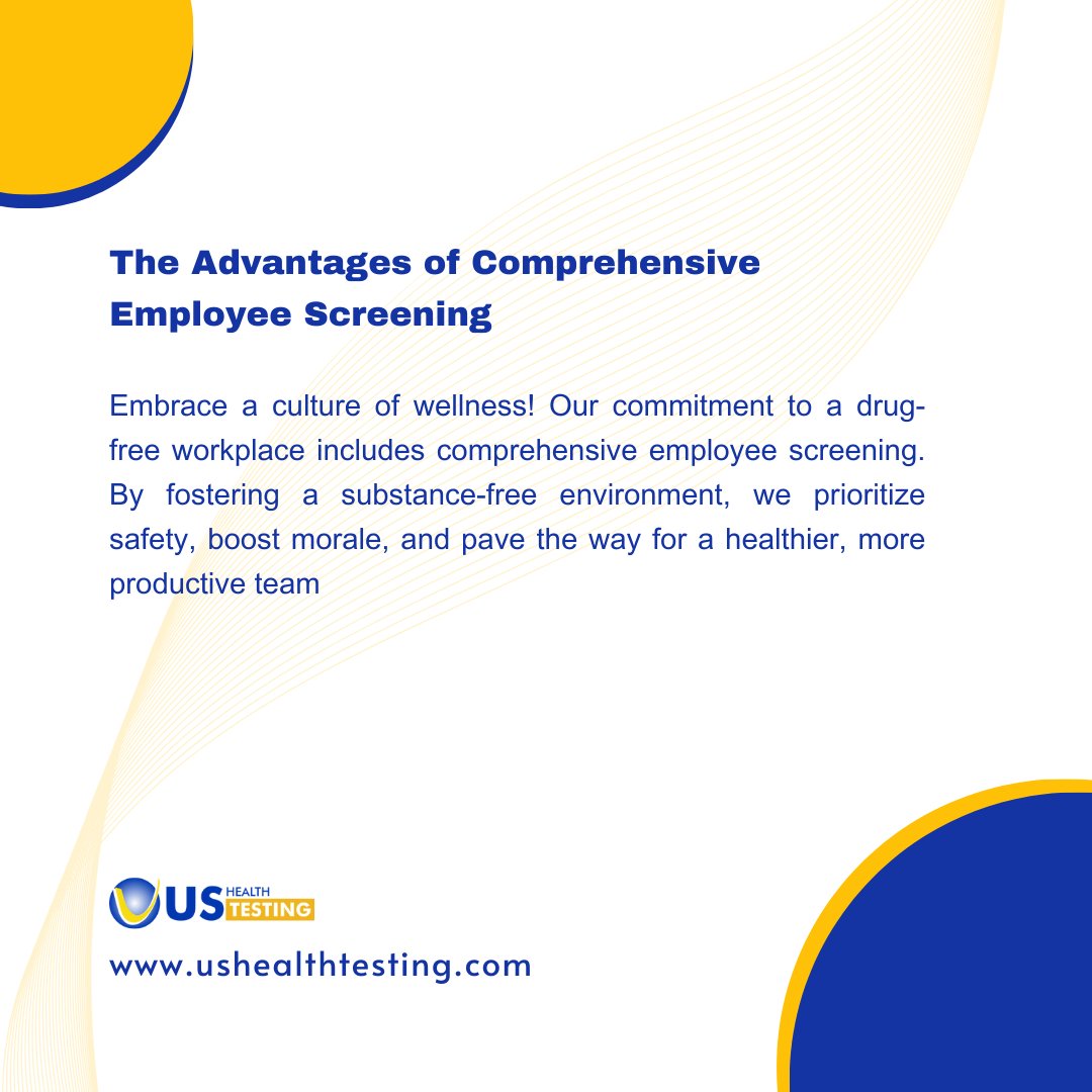 ushealthtesting's tweet image. Unlocking excellence with comprehensive employee screening! Discover the myriad benefits that come with prioritizing the well-being and success of our team.  #EmployeeScreening #WorkplaceExcellence #TeamWellness #drugfreenation