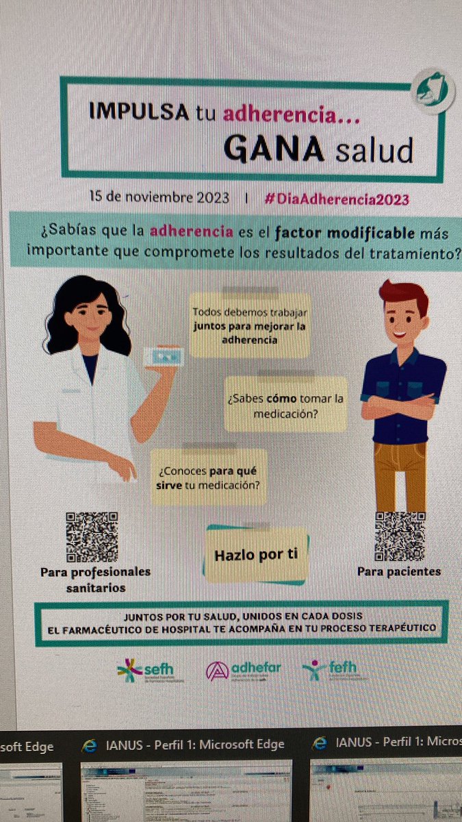 Desde <a href="/FarmaCHUS/">FarmaCHUS</a> con el #DiaAdherencia2023 apoyando y concienciando. IMPULSA tu Adherencia…GANA Salud. <a href="/sefh_/">S.E.F.H</a> <a href="/adhefarsefh/">AdhefarSefh</a>