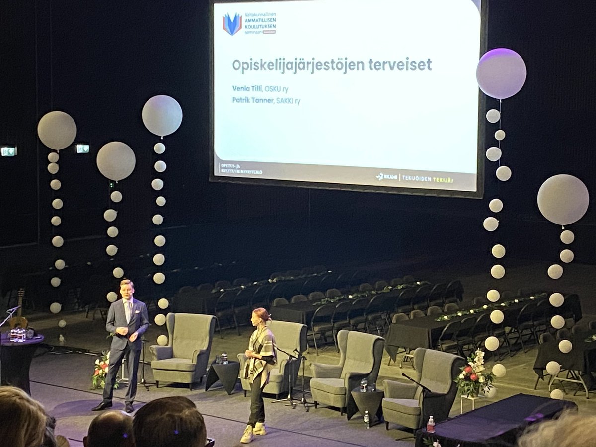 satuagren's tweet image. Opiskelijakuntatoiminnassa saa arvokasta kokemusta ja oppia työelämää ja elämää varten. On tärkeää antaa opiskelijoille mahdollisuus osallisuuteen ja vaikuttamiseen muistuttavat pj:t @TilliVenla @OSKU_ry &amp;amp; @patrik_tanner @SAKKIry #ammatillinenkoulutus järjestäjille. #VAKS2023