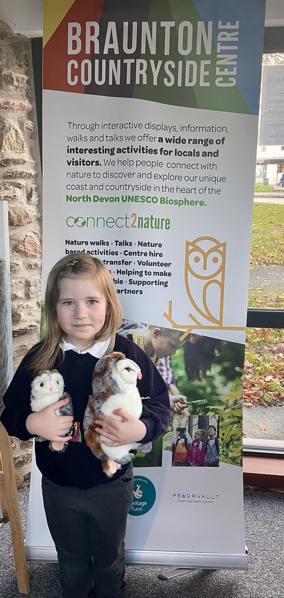 🦉OWL NAME ANNOUNCEMENT 🦉

We are excited to announce that our owl mascot for the countryside centre has a name: Meet Barney the Barn Owl! 

Congratulations to Iyla for winning our 'Name the Owl' competition, pictured here with Barney &amp; her prize baby barn owl. 

#connect2nature