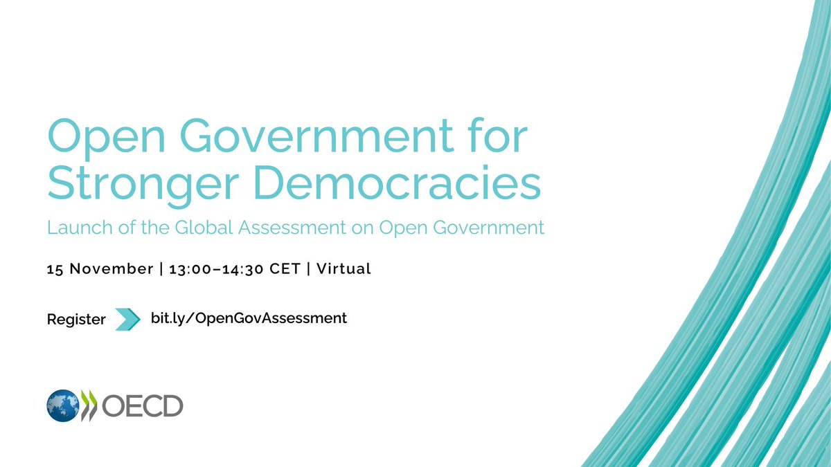 🚨Don't Miss! 🌐#OpenGov for Stronger Democracies TODAY 📅 15 Nov 🕐 13:00 - 14:30 CET Join us for the launch of the OECD Global Assessment report on #OpenGovernment. Register: 👉 bit.ly/OpenGovAssessm…