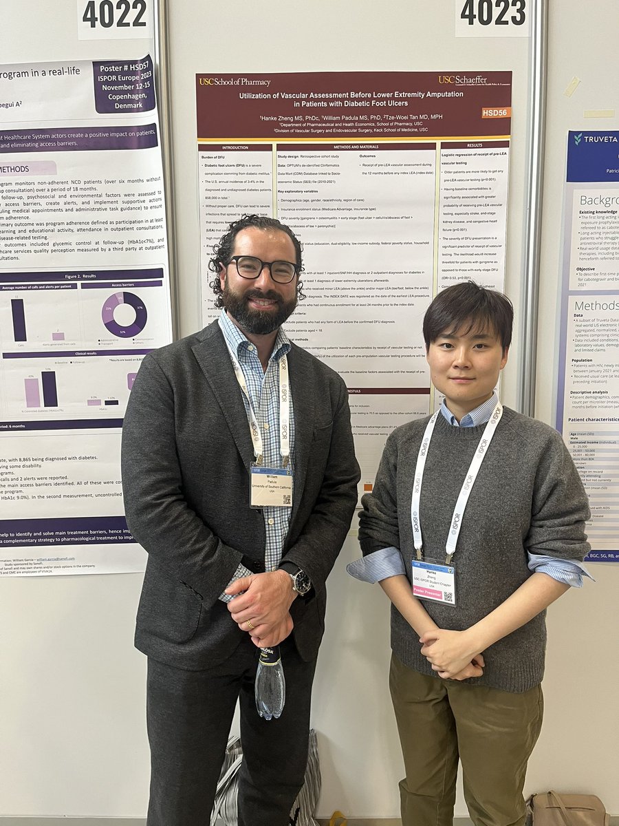 Awesome poster about the clinical effectiveness and value of improved access to specialty care for #DFU to prevent amputation in US health systems @ISPORorg #isporeurope with @USCMann star PhD student Hanke Zheng! @DGArmstrong @TzeWoeiTan @AmitGefen