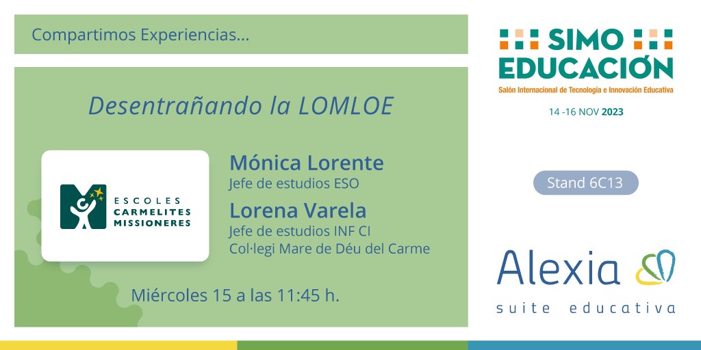 Alexia Suite Educativa (@alexiaeducacion) on Twitter photo "Nuestra experiencia ha sido un viaje desde la confusión hasta la
comprensión. El enfoque de las herramientas de #AlexiaSuiteEducativa para la evaluación ha sido clave para la implementación en nuestro centro y para los nuevos retos de este curso." <a href="/escolamdcprat/">escolamdcprat</a> #SIMOEDU23 "Nuestra experiencia ha sido un viaje desde la confusión hasta la
comprensión. El enfoque de las herramientas de #AlexiaSuiteEducativa para la evaluación ha sido clave para la implementación en nuestro centro y para los nuevos retos de este curso." <a href="/escolamdcprat/">escolamdcprat</a> #SIMOEDU23