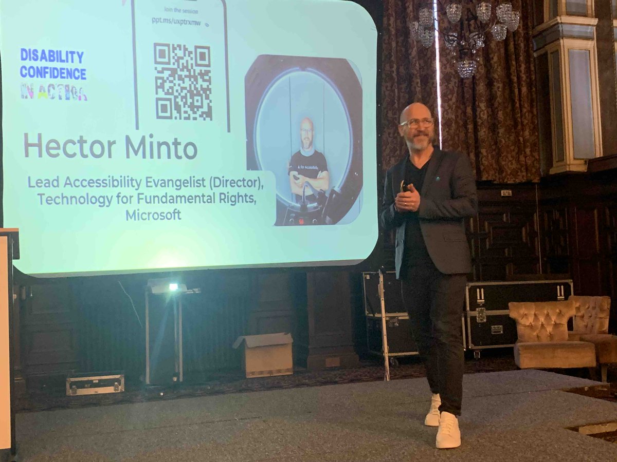 base_tweets's tweet photo. Hector Minto from Microsoft speaking about #DisabilityInclusion and #Tech at #BASE2023 . https://t.co/2IxVnFhzJ0