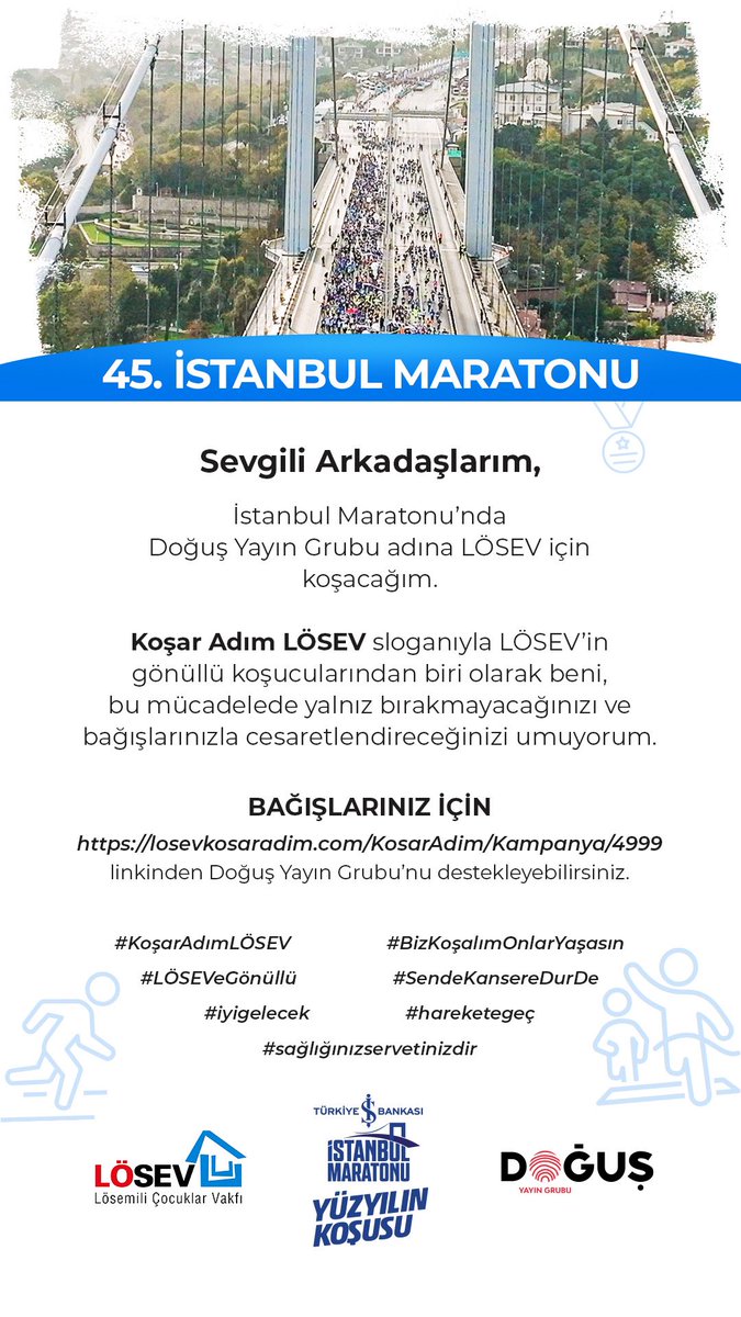 losevkosaradim.com/KosarAdim/Kamp… 

#KoşarAdımLÖSEV #LÖSEVeGönüllü
#SendeKansereDurDe #iyigelecek
#hareketegeç #sağlığınızservetinizdir