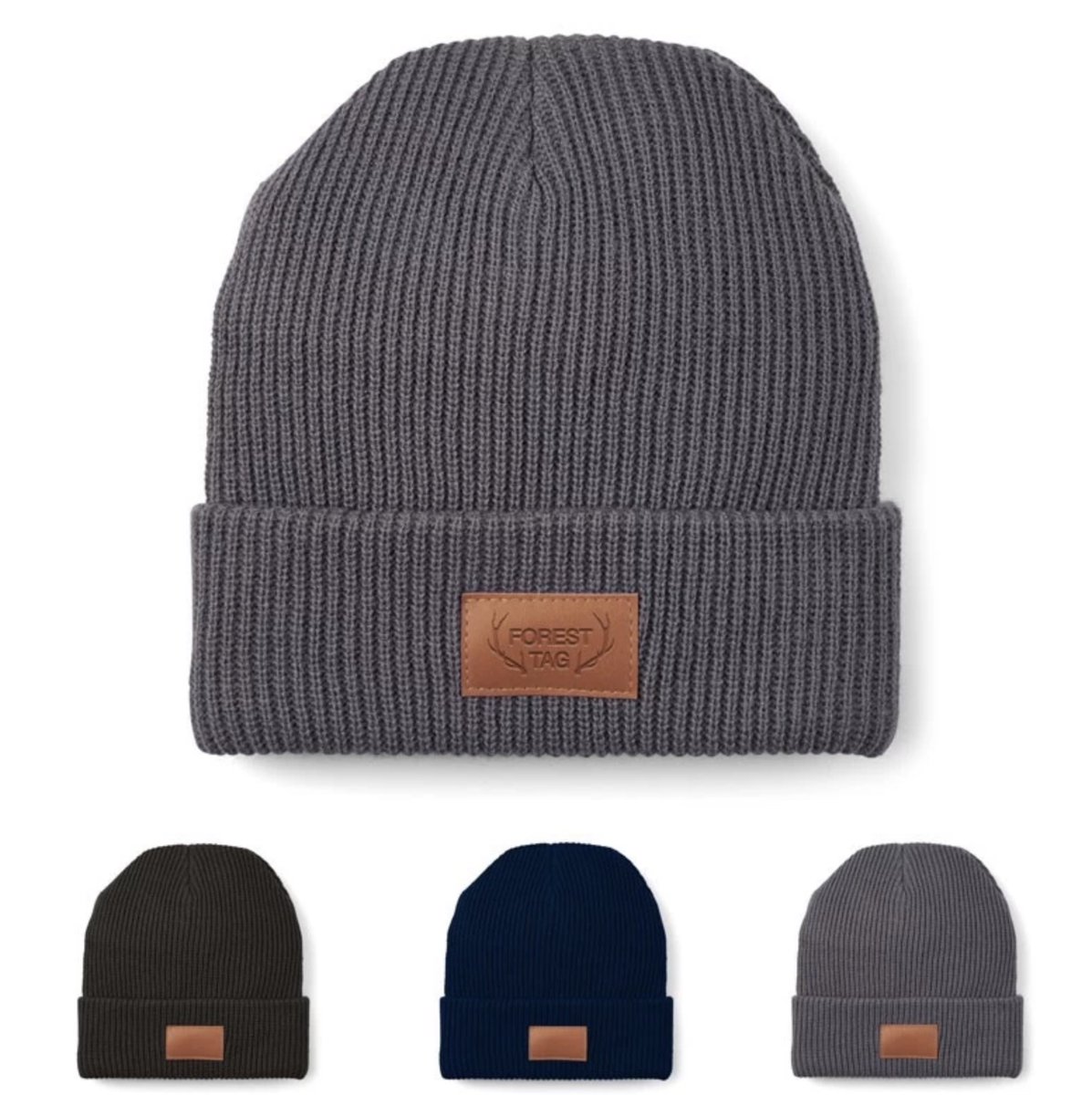 Cozy up your look with our custom rib knit beanies with a stylish leather patch! Keep your head warm & look cool with our beanies this season. 🧢😎  tinyurl.com/tbh4nedr #BeanieGoals #Wintergifts #CustomBeanie