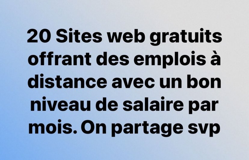 koto_bilo's tweet image. Dans ce thread je vous donne 20 Sites web gratuits offrant des emplois à distance avec un bon niveau de salaire par mois.

Partagez pour faire profiter aux autres 
⬇️