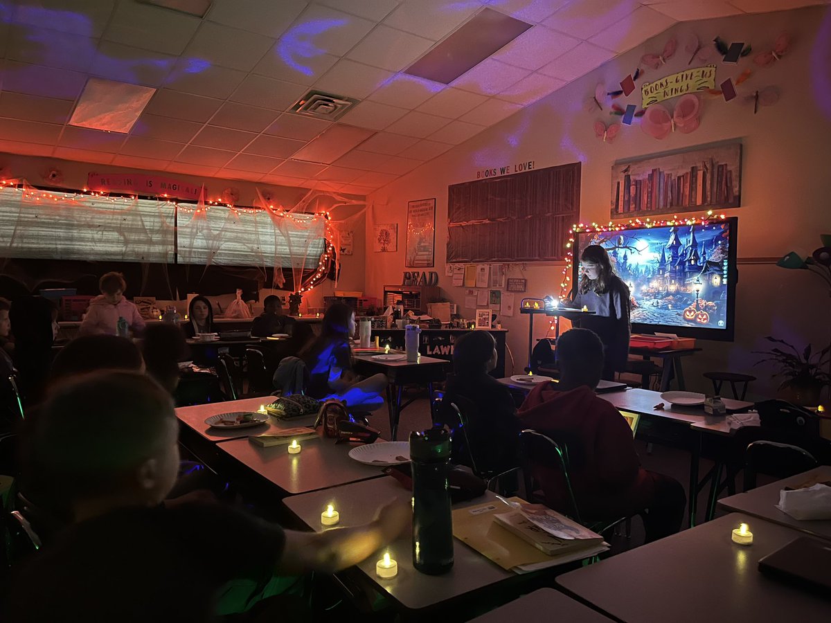 petiteflower975's tweet image. What a SPOOKY storytelling!! These 5th grade authors in Mrs. Lawhorn’s class wrote their own scary stories and shared them in a very eerie setting. #rde20yearsofputtingstudentsfirst #makingwritingfun #spookystorytime