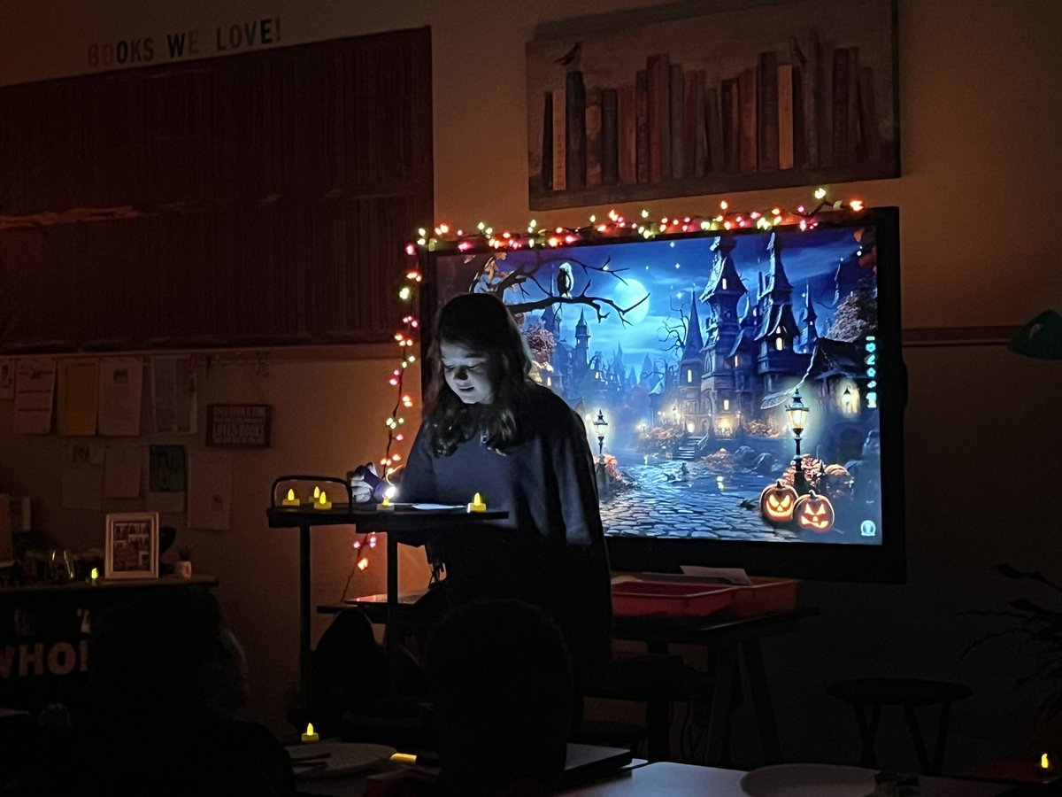 petiteflower975's tweet image. What a SPOOKY storytelling!! These 5th grade authors in Mrs. Lawhorn’s class wrote their own scary stories and shared them in a very eerie setting. #rde20yearsofputtingstudentsfirst #makingwritingfun #spookystorytime