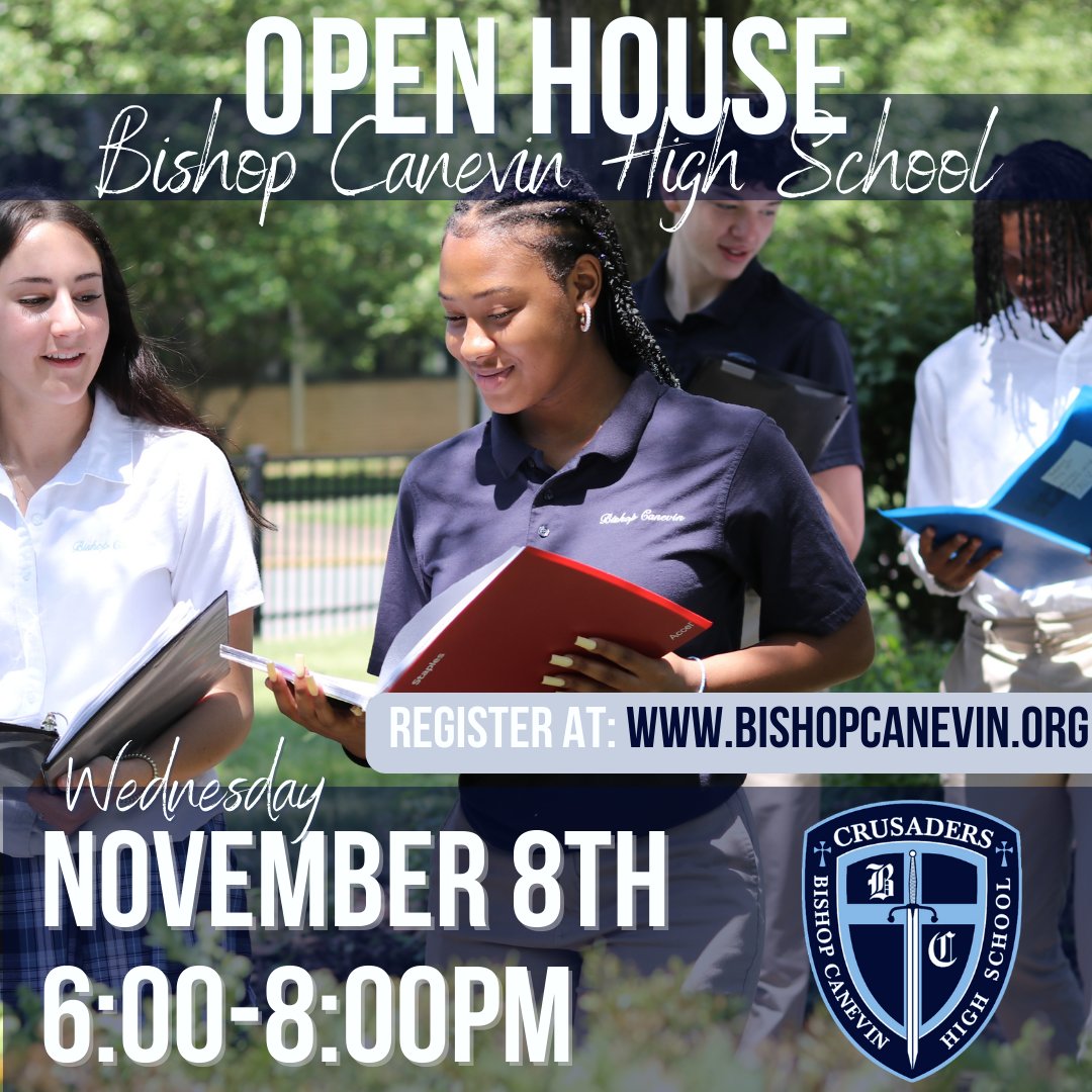 Register for BC's Open House this Wednesday, Nov. 8th! You can stop by the school anytime between 6 and 8pm! bishopcanevin.org/bc-showcase Stop by on Wednesday to see what makes BC the #1 Niche Co-Ed Catholic High School in Pittsburgh! 💙🤍