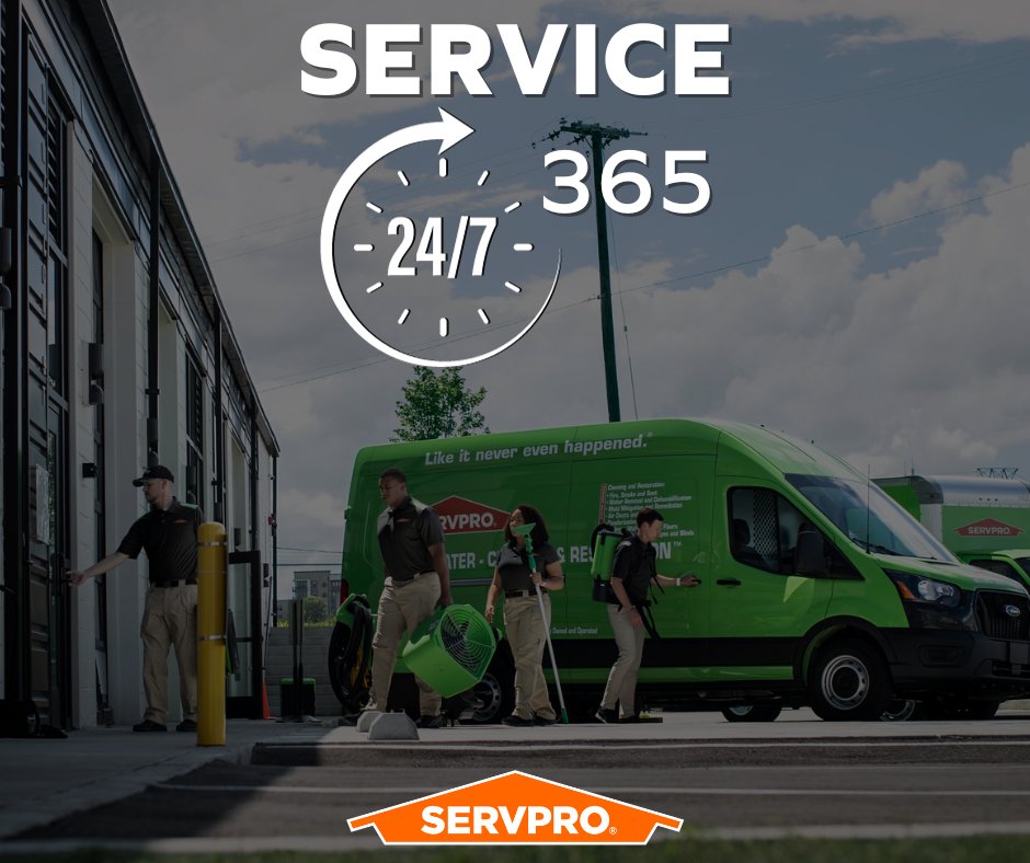 ServproNewark's tweet image. Disasters have no schedule, and neither do we. SERVPRO stands ready to assist you 24 hours a day, 7 days a week, 365 days a year, ensuring your peace of mind in any situation. #AlwaysHereToHelp #SERVPRO