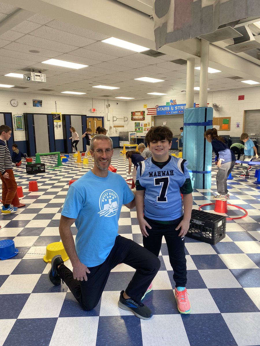 Mr Schmitt isn’t teaching today.  Mr. St. Martin takes over as “PE Teacher For a Day!”  <a href="/BetsyRossMahwah/">Betsy Ross School</a>   #mahwahconnects.