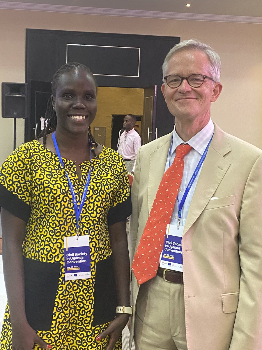 I shared a light moment with the Ambassador of German to Uganda - Ambassador, Matthias Schauer while at the #CSOConvention2023 yesterday.

A vibrant civil society harnesses its people's strengths and enables them to guide their community’s dev’t. Youth need to aim for vibrancy.