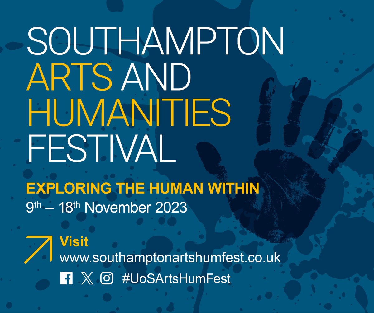 Will you be joining us for the University of Southampton's annual celebration of Humanities and the Arts? Explore our activities and events and book your place here 👉 southamptonartshumfest.co.uk