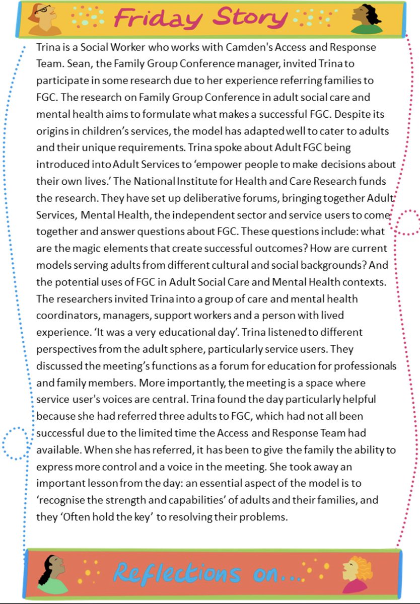 Friday Story is a once a week share of a human story from social work practice 
#CamdenFridayStory
