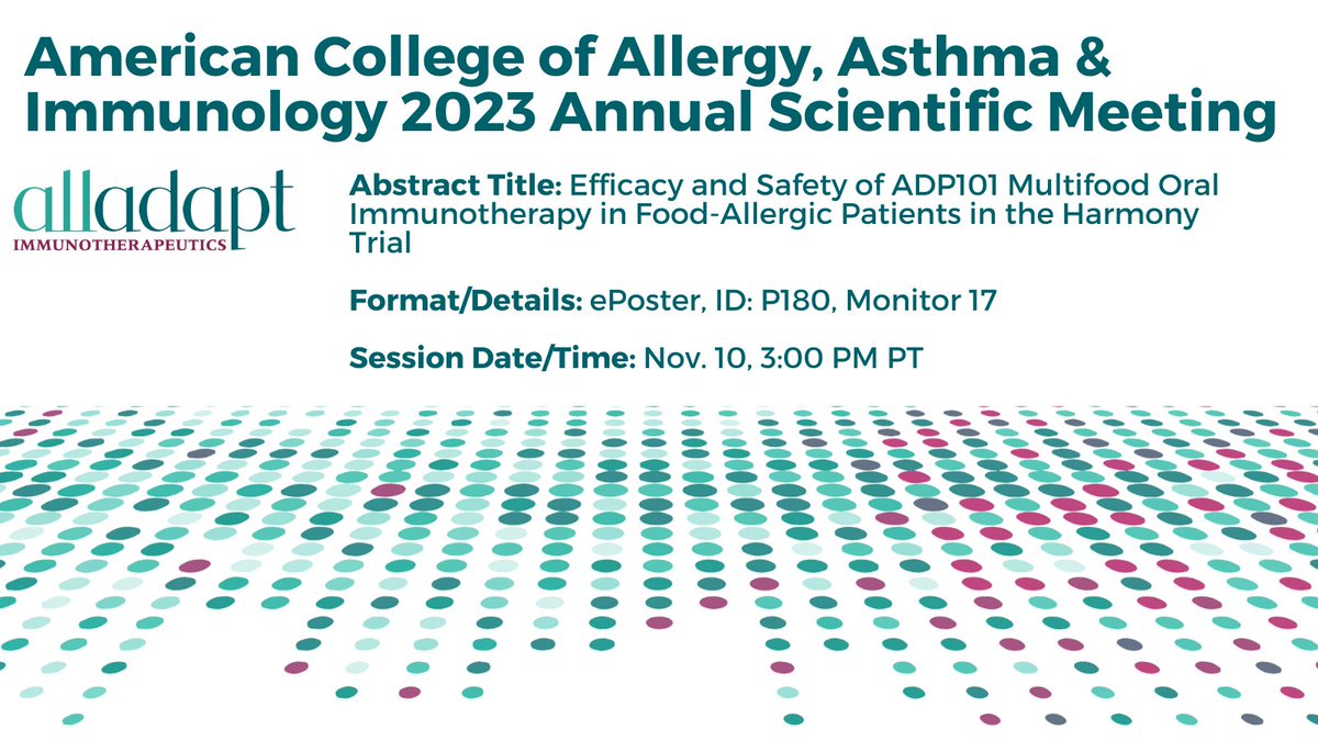 We're presenting at the #ACAAI23 Annual Scientific Meeting next week and look forward to connecting with the #FoodAllergy community in Anaheim.

Register at annualmeeting.acaai.org and join us <a href="/ACAAI/">ACAAI</a>!