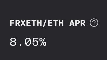 8% APR on $frxETH. There is no second best. $FXS $ETH #staking app.frax.finance/frxeth/mint
