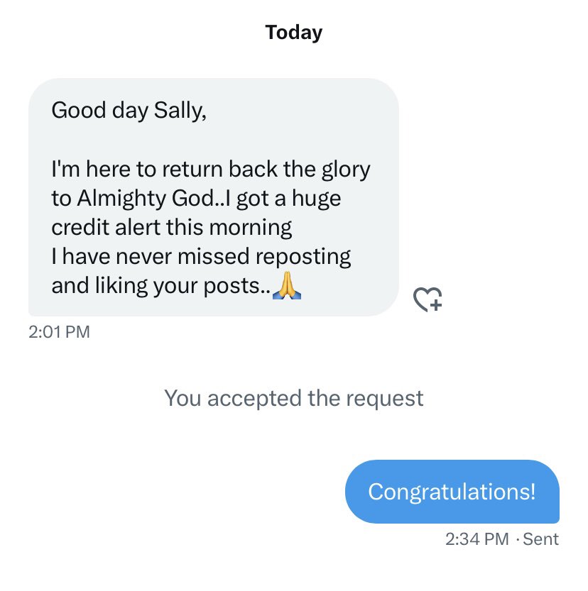 New Testimony ❤️

Huge credit alert 

You are next 🫵

He has never missed reposting and liking my post, be like him so you too can enjoy testimonies.