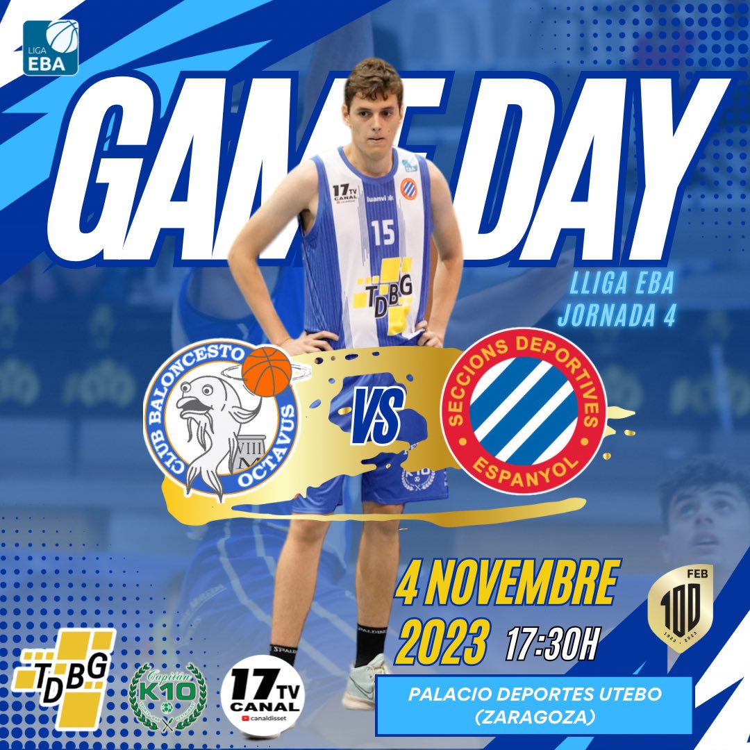 🏀 𝗩𝗢𝗟𝗘𝗠 𝗟𝗔 3𝗮 𝗔 𝗟’𝗔𝗥𝗔𝗚𝗢́

🏆Lliga EBA J-6
📅4/11/23
⏰17:30h 
🆚 @cb_octavus_ 
🏟️Palacio Deportes Utebo