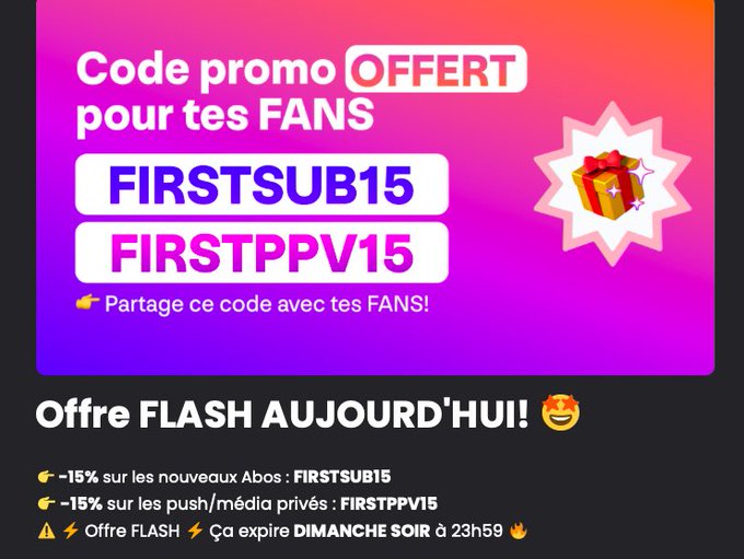 🎁PROMO WEEKEND 🎁  Mym a d&eacute;bloqu&eacute; un code promo ‼️  -15% sur l&rsquo;abonnement avec le code FIRSTSUB15 🔥  C&rsquo;est