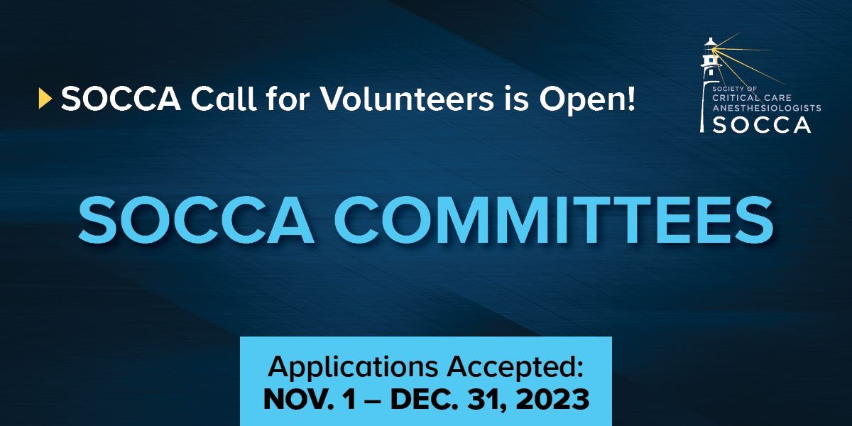 Society of Critical Care Anesthesiologists (@socca_critcare) on Twitter photo SOCCA committees are a great way to get involved & make a difference in the Critical Care Anesthesia community! Determine which committee is right for you, submit your application, & get involved with SOCCA: buff.ly/39BG5QM <a href="/madihasyed85/">Madiha Syed</a> <a href="/shahlasi/">Shahla Siddiqui, MD, MSc, FCCM</a> SOCCA committees are a great way to get involved & make a difference in the Critical Care Anesthesia community! Determine which committee is right for you, submit your application, & get involved with SOCCA: buff.ly/39BG5QM <a href="/madihasyed85/">Madiha Syed</a> <a href="/shahlasi/">Shahla Siddiqui, MD, MSc, FCCM</a>