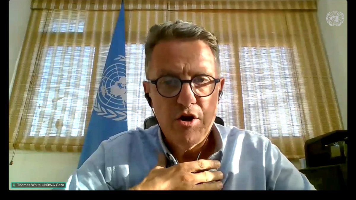 UN_News_Centre's tweet photo. “People are sheltering under a UN flag… we can’t even provide them safety under a UN flag” - Thomas White, UNRWA Gaza Chief https://t.co/dcmZt8VmMn