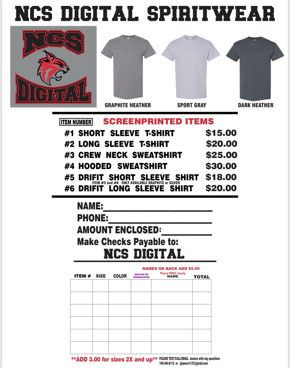 Our NCS Digital Spirit Wear Fundraiser is underway! NCS Digital will earn $5 for every item sold. Get your Spirit wear ordered and show off your NCS Digital pride! Orders and payments are due by November 27th. Orders will be received prior to Christmas break. <a href="/Newark_Schools/">Newark City Schools</a>