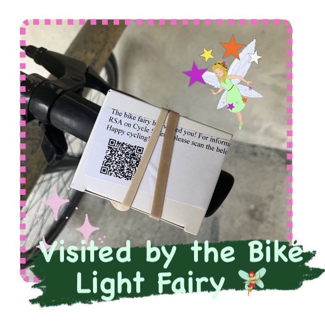 The Bike Light Fairy has visited the SVUH campus today and all bikes parked on the campus received some bike lights and a like to RSA bike safety information. #svuh #smartertravel #lightupyourlife #cyclesafety