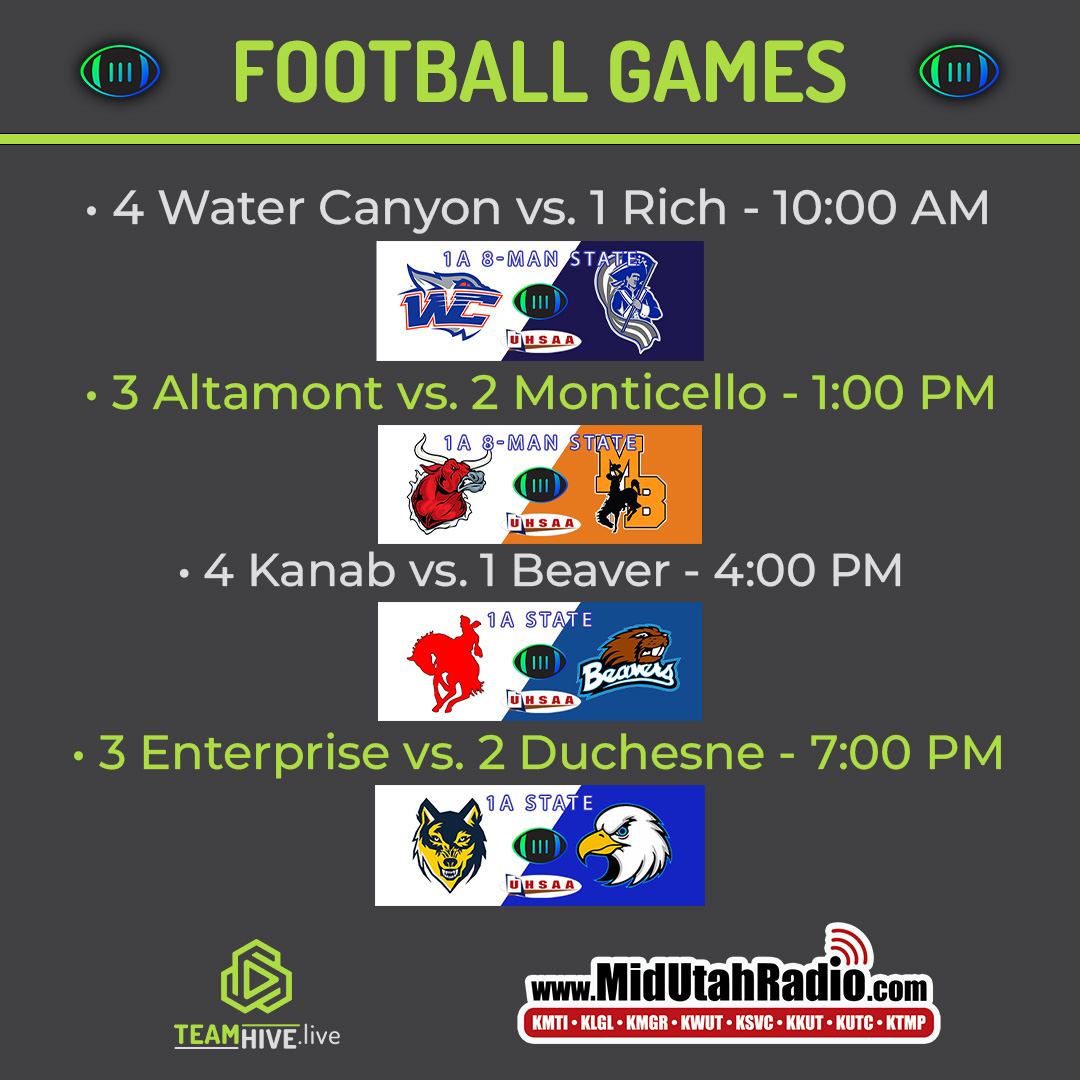 🏈 🏆 SEMIFINAL FOOTBALL 🏆 🏈

In partnership with kslsports.com and V6 Media, we are excited to broadcast these semifinal matchups.

8-Man and 1A semifinals today with 2A and 3A semifinals tomorrow.  Follow the link in our bio to watch live!