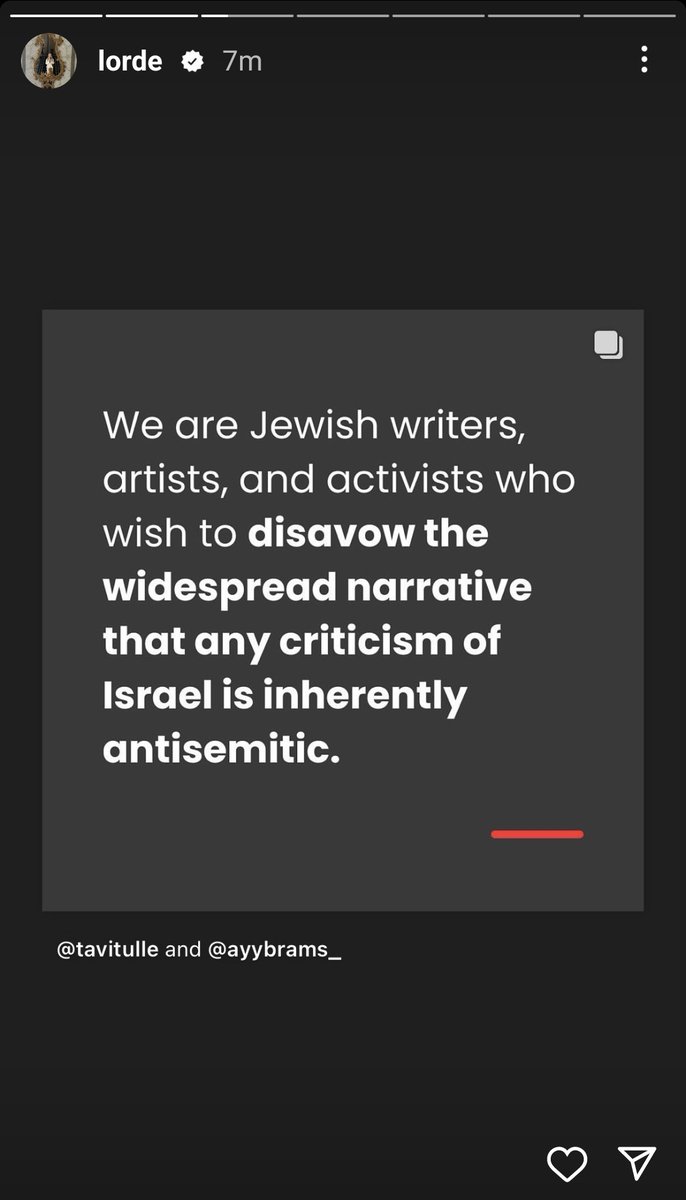 Lorde just posted on her story, providing info on #CeasefireNow marches in NZ, & sharing tavitulle & ayybrams_ Instagram post: “Open Letter from Jewish Writers: Critiquing the State of Israel is Not Antisemitic”