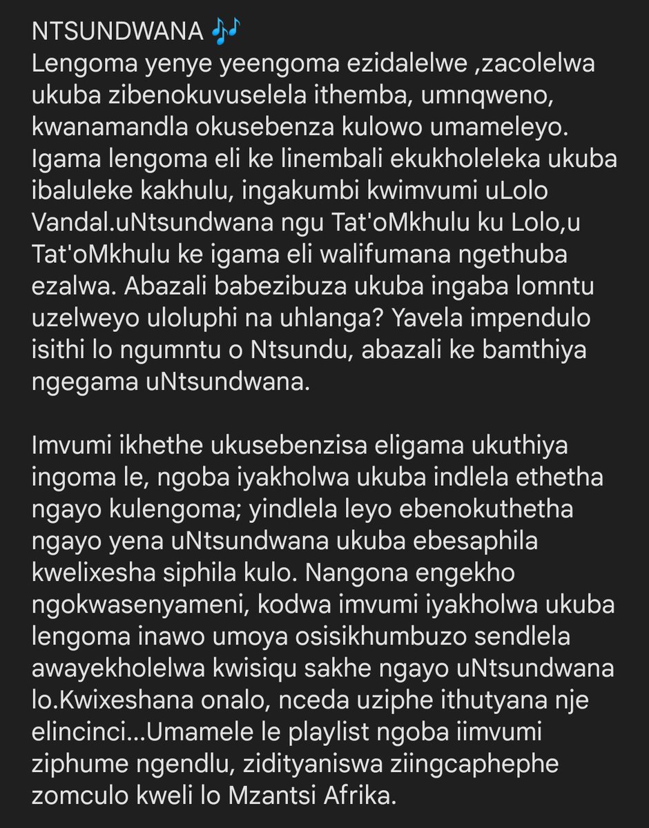 LoloVandalMusic's tweet image. S/O to SAMRO for playlisting us 📀🗃️📂

Artist: LOLO VANDAL
Album: ZUXOLE 
Song : NTSUNDWANA

ENJOY 

@SAMROMusic NEW MUSIC FRIDAY PLAYLIST 

open.spotify.com/playlist/1D1ou…

#newmusicfriday #SAMRO #Ntsundwana