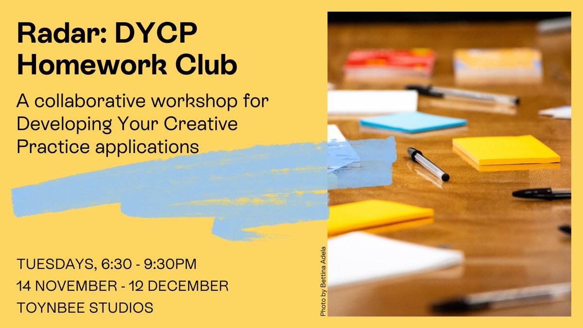 ✏️Homework Club begins this month✏️ Keep your eyes peeled for special guests joining our producers, providing support in writing DYCP applications 🎟FREE ⏰6:30 – 9:30pm 📅Every Tues, 14 Nov – 12 Dec 📍Toynbee Studios ♿️Wheelchair Accessible 🔗: bit.ly/3s9PiOJ