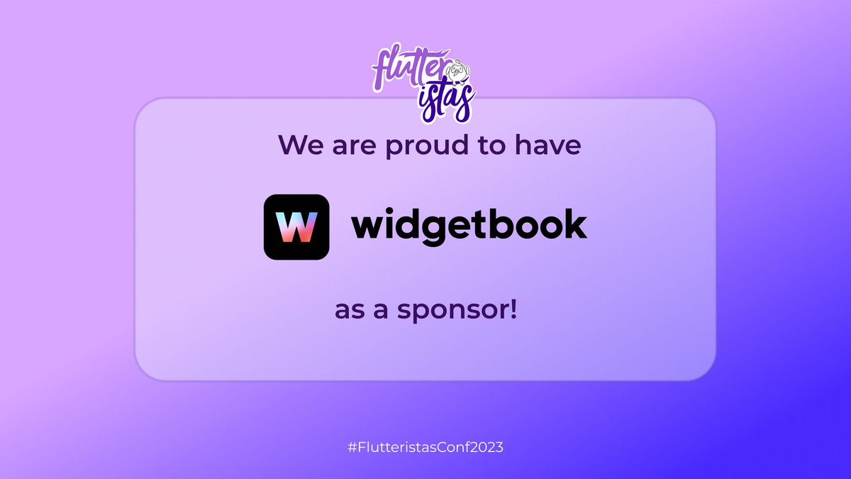 We're delighted to announce @widgetbook_io as our Silver Sponsor for the #FlutteristasConf2023 on November 11th! Their support is invaluable in shaping an incredible event for the #Flutter community. Thank you for being part of our journey! 🚀✨

👉flutteristas.org ✨