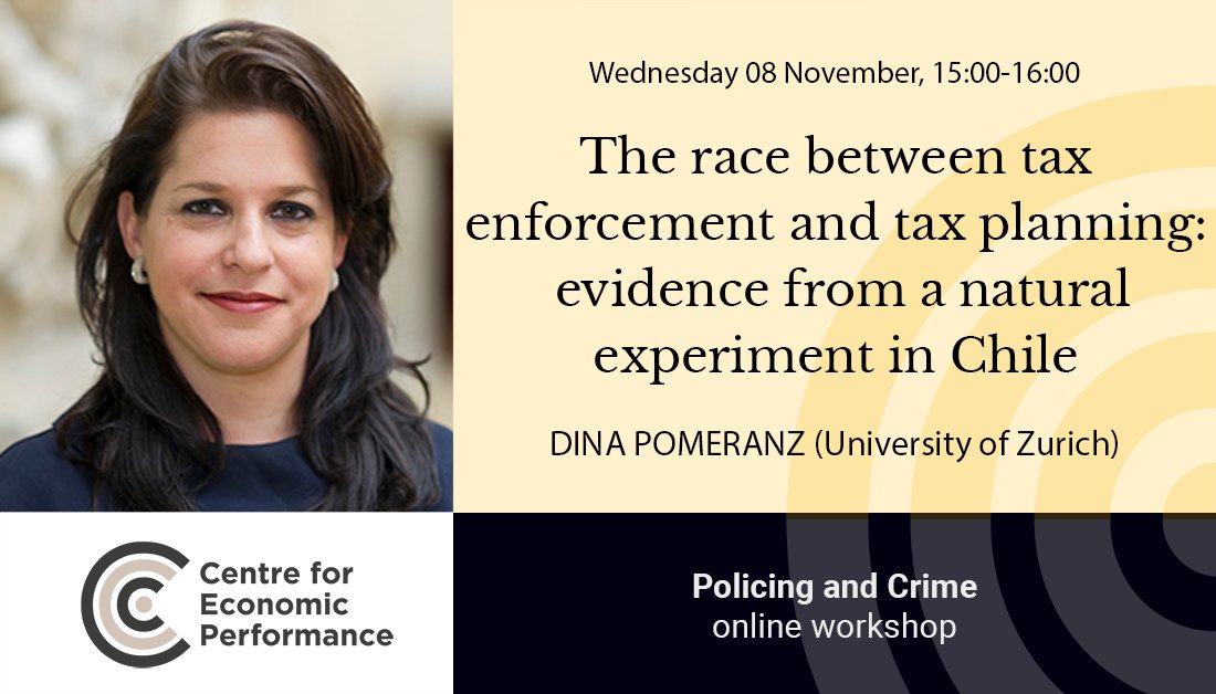 @alterelim @newyorkonomics Wednesday - @DinaPomeranz presents the next policing and crime workshop exploring who benefits the most from tax regulations designed to protect against profit-shifting. ow.ly/c9Xp50Laf26 @KirchmaierTom #CEPCrime
