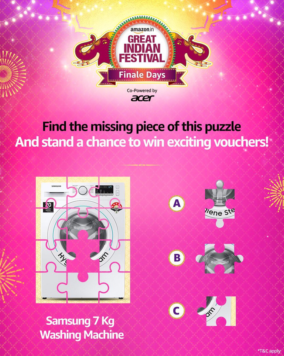 Can you guess the missing piece of this puzzle? Tell us your answer in the comments down below, and stand a chance to win Amazon Gift Vouchers! ​
​
*T&amp;C apply​- bit.ly/3PWMEoy

#AmazonGreatIndianFestival #OpenBoxesOfHappiness
