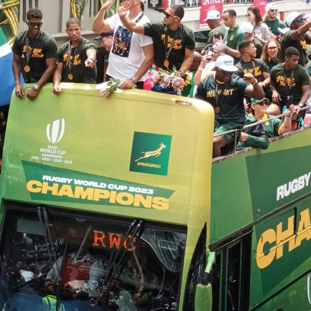 🏆Scenes in South Africa!🏆

Our very own William Solomon took to the streets of Cape Town to celebrate the <a href="/Springboks/">Springboks</a>' victory tour after winning the #RWC2023 🏉🇿🇦

Have we ever witnessed a better team in international Rugby?

#RWC #Rugby #SpringboksTrophyTour #SpringboksRWC